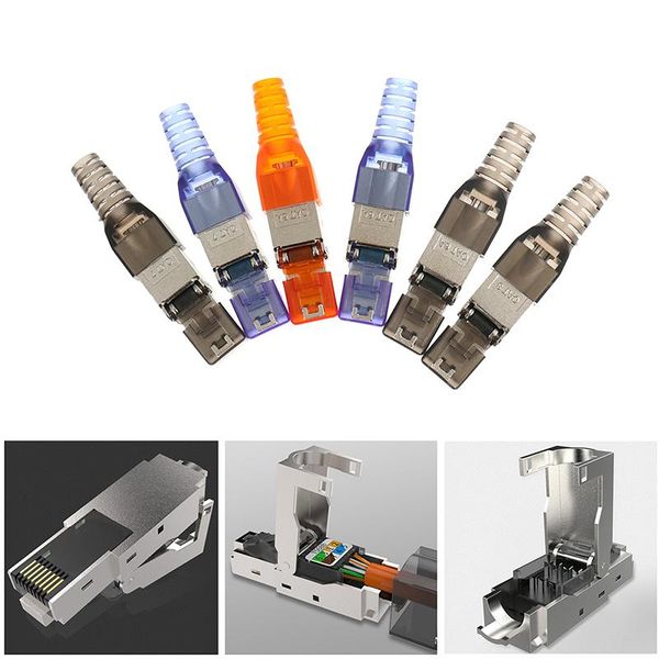

computer cables & connectors tool-shielded crystal head ftp rj45 cat 7/cat6a/cat8 termination plug cat7 connector cat6a modular