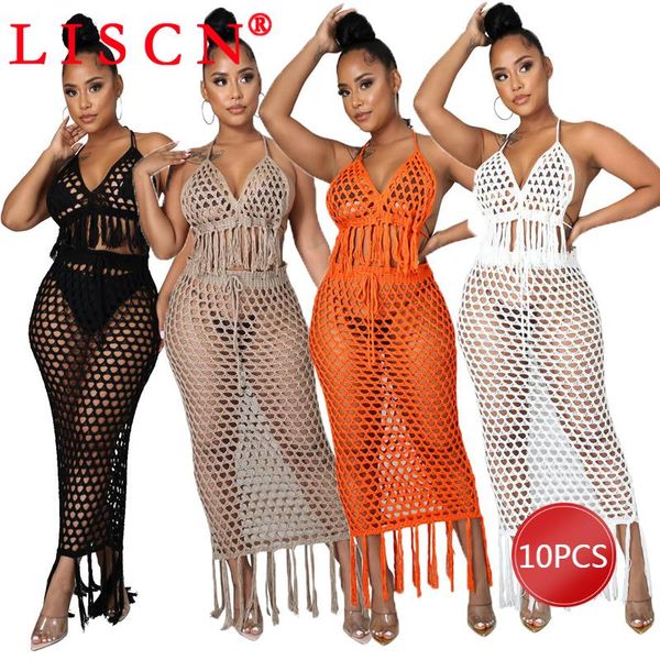 

women's swimwear bulk items wholesale lots swimsuit women 2 piece set beach wear bathing suit cover ups crochet fashion k7127, White;black