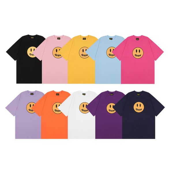 

10 colors mens t shirt smiley drew house justin bieber high street short sleeve t-shirt casual fashion male clothing, White;black
