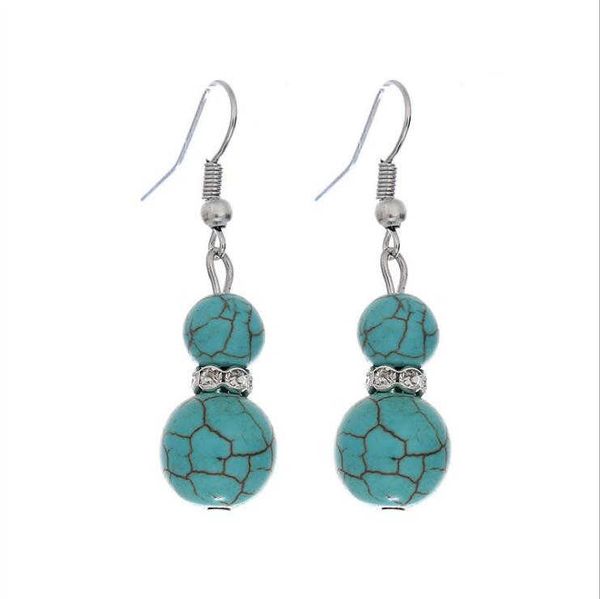 

women's gourd shape tibetan silver turquoise dangle chandelier earrings gstqe005 fashion gift national style women diy earring