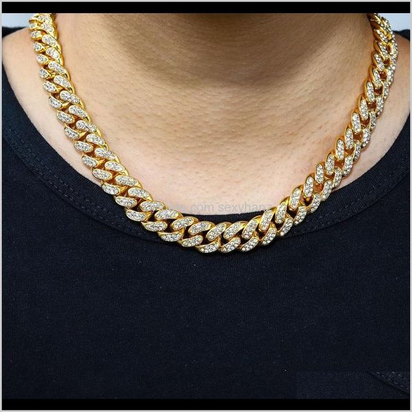 

necklaces & pendants drop delivery 2021 men iced out necklace hip hop fashion jewelry bling rhinestone 18inch 20inch 24inch golden sier fini, Silver