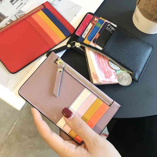

france luxurys designers coin pouch real cow leather bag, small and exquisite, high-end ultra-thin clip, anti degaussing, korean lovely pers, Red;black
