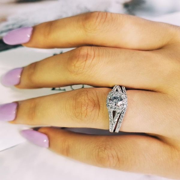 

cluster rings 925 sterling silver moonso a pair luxury genuine for women wedding engagement jewelry r236, Golden;silver