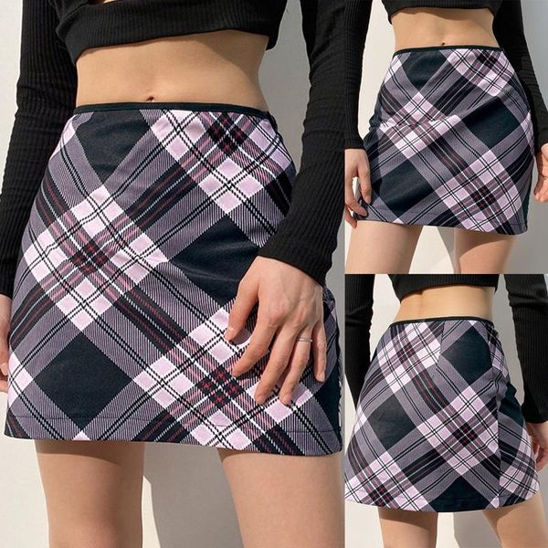 

skirts women's retro color matching skirt zipper slim slimming pink, Black