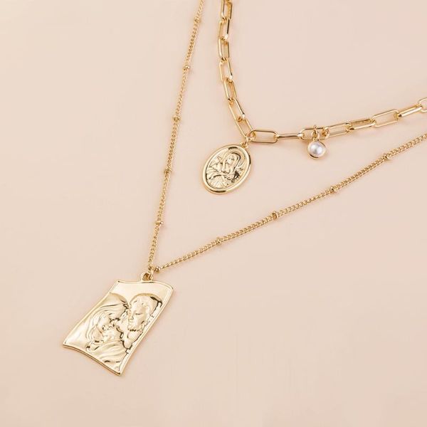 

chains accessories multi-layer personalized fashion family tag necklace ins gift ornament, Silver