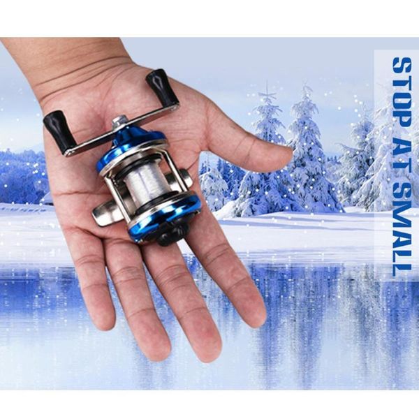 

baitcasting reels mini winter ice fishing reel double rocker bait casting gold blue smooth handle high braking strength