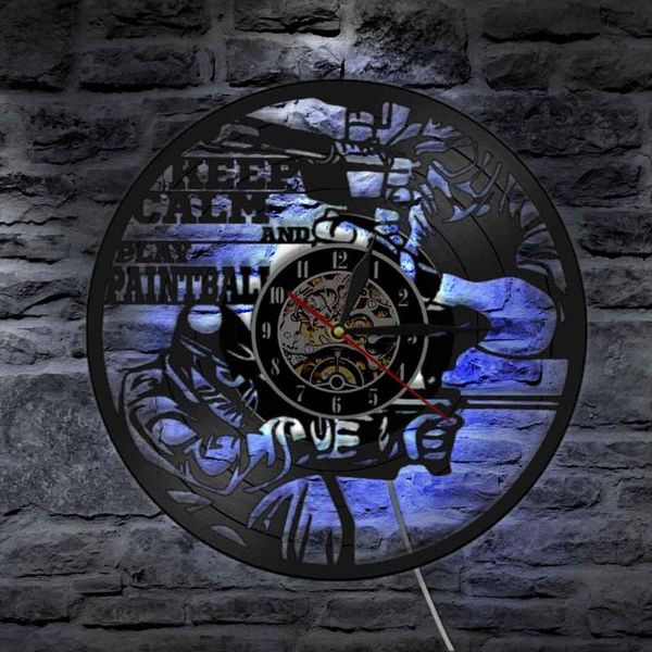 

wall clocks keep calm and play paintball motivational quote decor clock record team sports gift