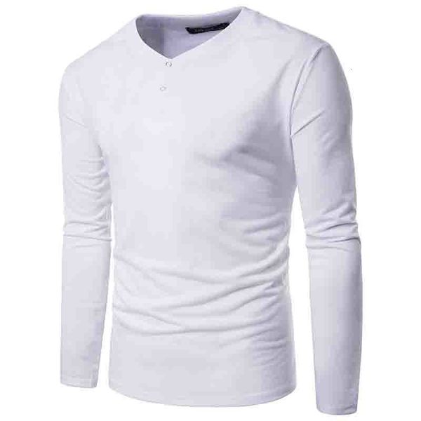 

men's t-shirts fashion spring autumn casual solid half single-breasted long sleeve base t shirt v-neck tees camisetas hombre pc19, White;black