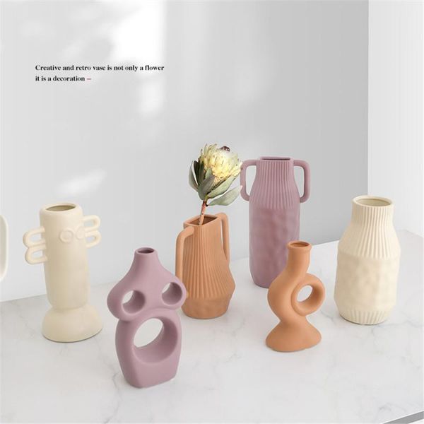 

modern abstract art deskceramic vase nordic retro home decoration living room plant flower arrangement container for office vases