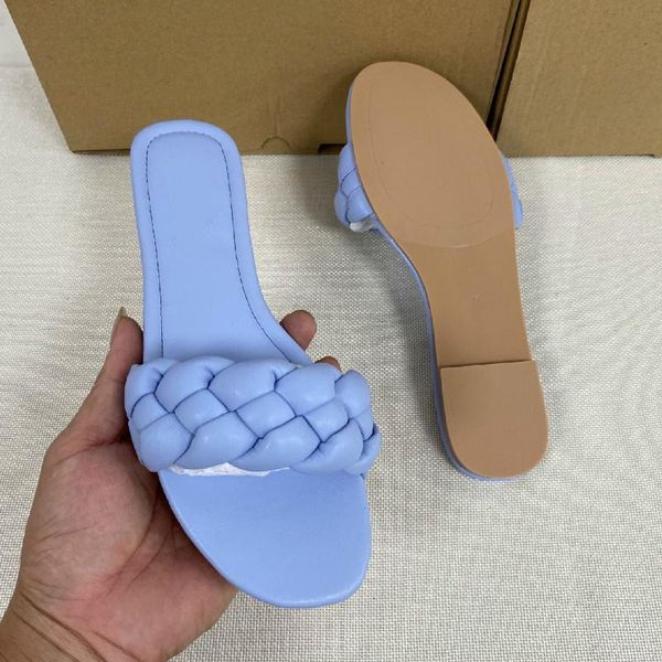 

sandals summer 2021 flat bottom fashion women slides big size 36-41 slip on woman outside beach designer shoes, Black