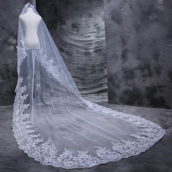 

bridal veils ivory cathedral wedding veil 3m lace wholesale accessories 2021, Black