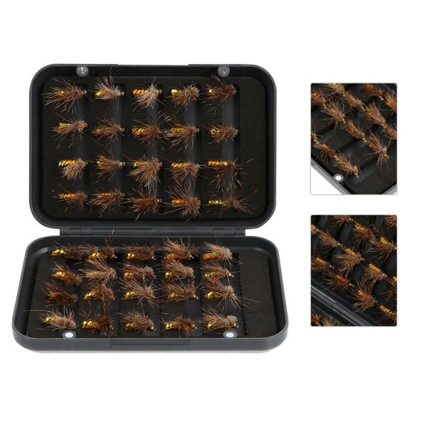 Ganchos de pesca 40 pcs profissionais flies gancho iscas iscas com caixa de armazenamento