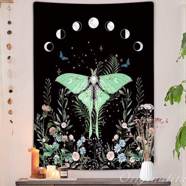 

tapestries trippy floral moon black witchy tarot decor tapestry home