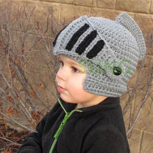 

beanies novelty family hats roman knight helmet caps handmade knit warm winter mask father and kid party cap