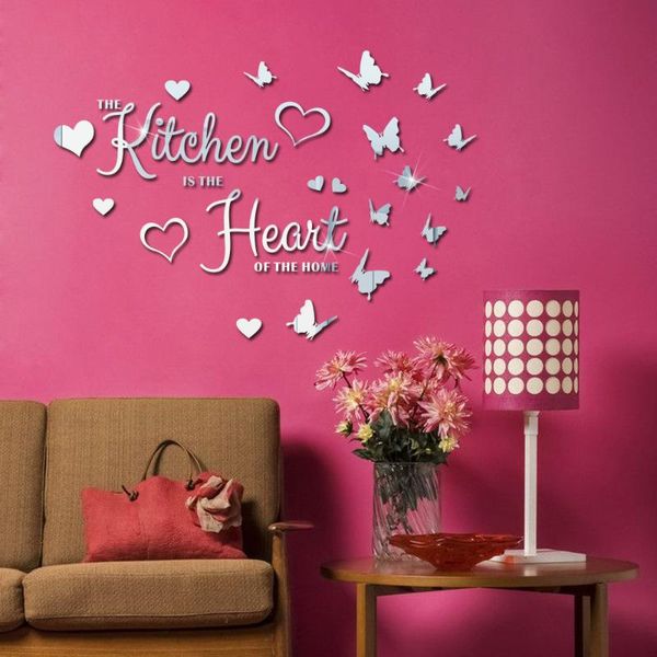 

wall stickers letter butterfly decoration mirror sticker home bedroom living room decor 3d art decals acrylic diy adhesive