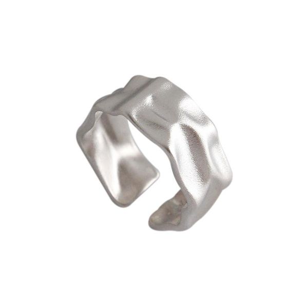 

cluster rings 3umeter sterling silver irregular shape ring frosted opening adjustable minimalist for female anniversary gift, Golden;silver