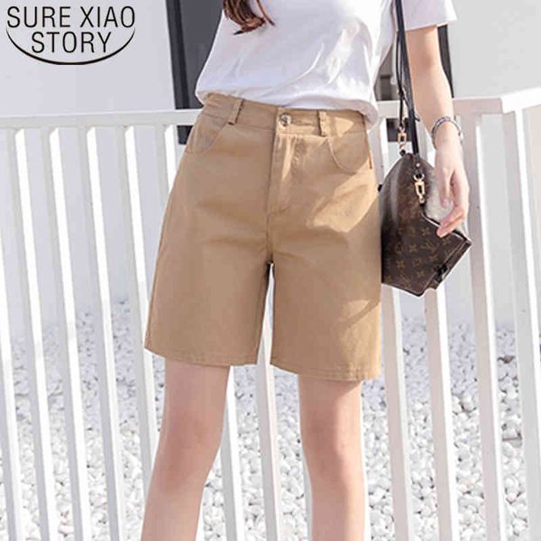 

summer plus size bottoms shorts women solid cotton office lady casual fashion loose wide leg 8737 50 210508, White;black