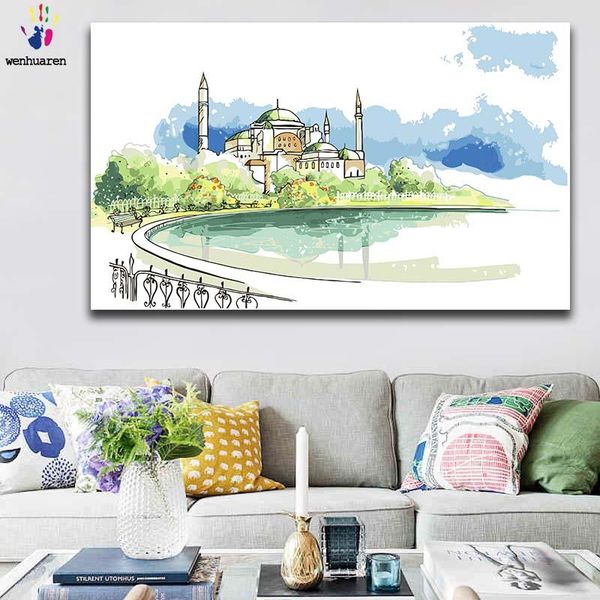 

paintings diy colorings pictures by numbers with colors watercolor landscape picture drawing painting framed home