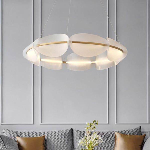 

pendant lamps post modern simple art brass acrylic petal lamp children's room decorative