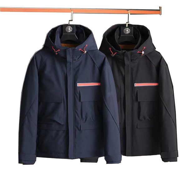 

21ss jacket men's outdoor warm long sleeve down jacket autumn and winter hooded thick jacket down jackets metal letter shoulder badge b, Black