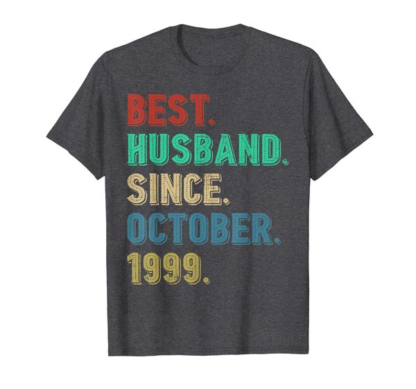 

mens 20th wedding anniversary shirt husband since october 1999, White;black