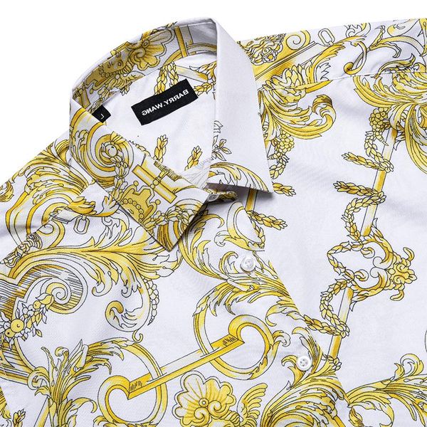

men's casual shirts men shirt breathable printed pattern short sleeve summer party beach streetwear barry.wang, White;black