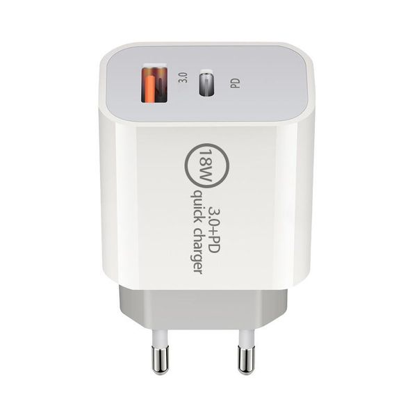 Новый PD Charger 18W Dual USB Quick Charge Adapter Adapter для Xiaomi S10 US EU Plug QC 3.0 Adapters Adapters Mobile Phore Adapters