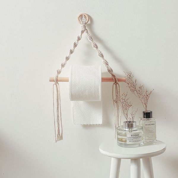 

toilet paper holders r2ld nordic holder dispenser hand-woven tapestry macrame wall hanging bathroom towel rack decoration