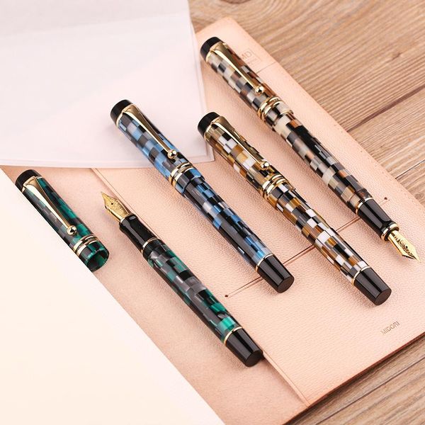 

fountain pens moonman m600 celluloid checkerboard pen germany schmidt fine nib 0.5mm excellent fashion office writing gift set