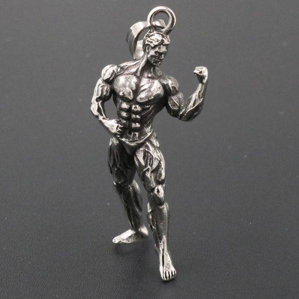 

men women silver color titanium stainless steel dumbbell gym fitness barbell pendant necklaces for mens sport gift jewelry chokers, Golden;silver