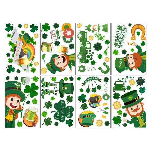 

sheets removable shamrock pvc window clings st. patrick's day wall decals stickers