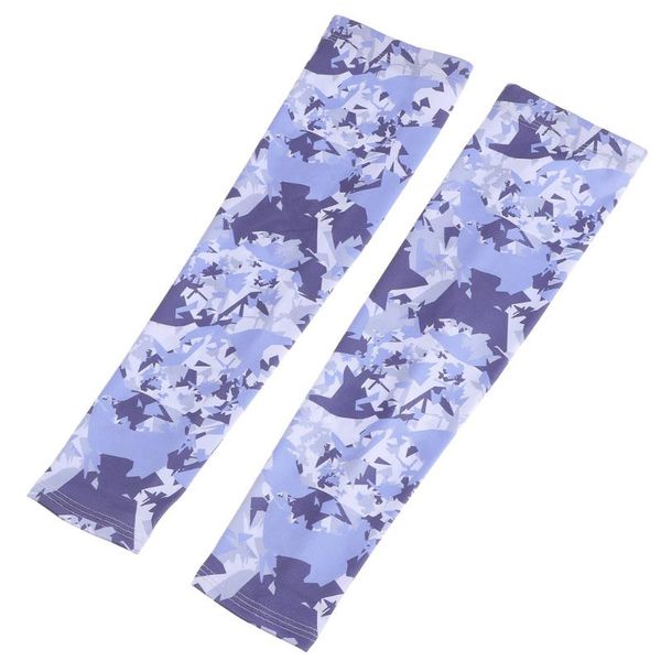 

sun protection arm sleeve stretchy cool cover fingerless for outdoor activity (navy blue camouflage, size) elbow & knee pads, Black;gray