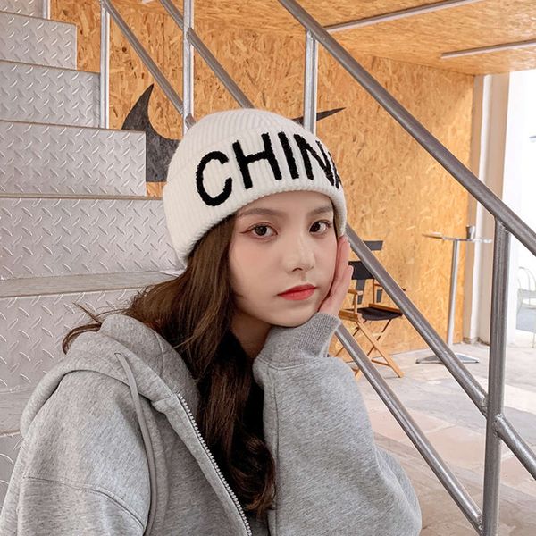 

hat net red wool children's autumn and winter knitted thickened versatile warm melon skin cold man, Blue;gray