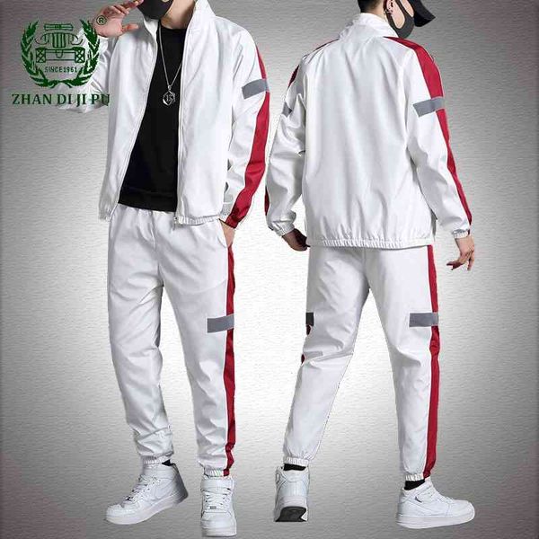 

reflective sportswear sets men patchwork hip hop tracksuit suit male sweatshirt +sweatpants streetwear 2 pieces mens sweat suits, Gray