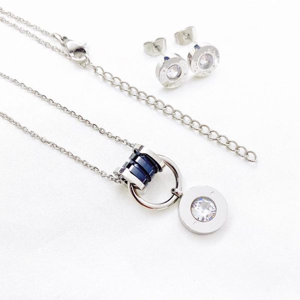 

earrings & necklace titanium steel choker roman numerals collar statement hip hop big chunky gold color thick chain women jewelry, Silver