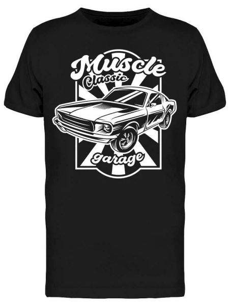 

classic muscle car garage men's tee -image by shutterstock, White;black