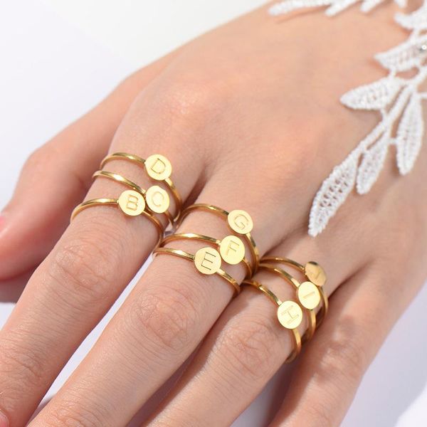 

cluster rings mwm stainless steel for women men gold couple initial ring women's fashion 2021 letter custom wedding jewelry, Golden;silver