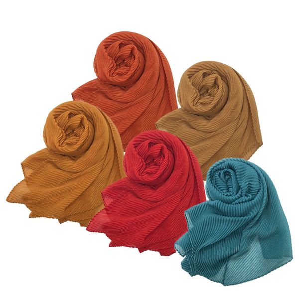 Women Reake Voile Scarf Head Hejab Wrap Solid Full Cover-Up Plebals Flemme Dagnband Crinkle Muslime Hijabs Store