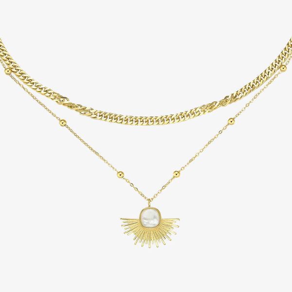 

enfashion fan pendant necklace women stainlsteel gold color party multilayer choker necklaces fashion femme jewelry p203072 x0707, Silver