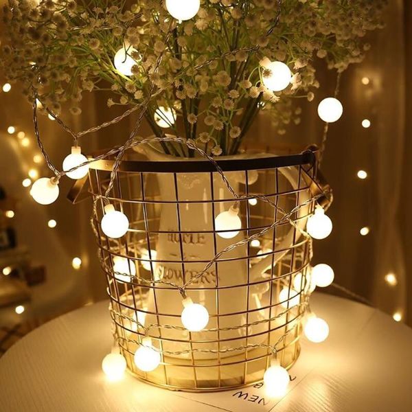 

strings small white ball 10m string lights 8 mode outdoor lanterns led battery box christmas day full sky planet