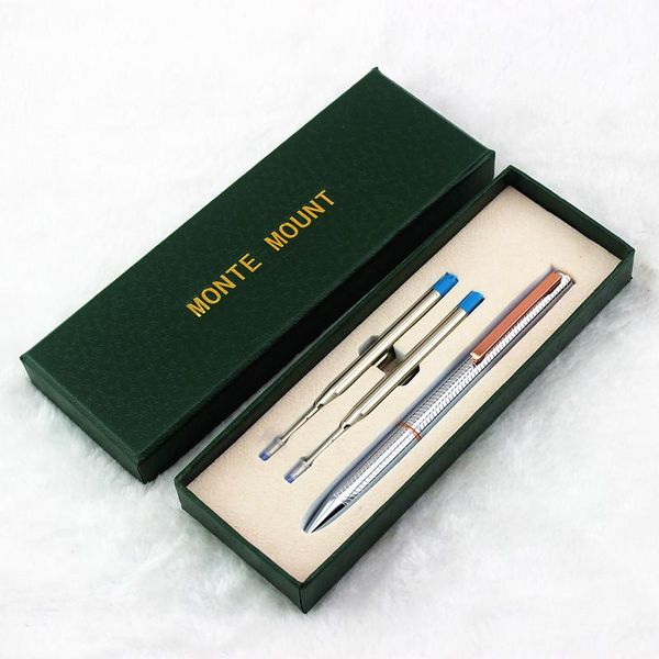 

metal ballpoint pen business writing gold silver clip roller ball pens school student office stationery, Blue;orange