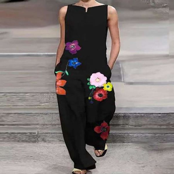 

casual dresses summer shoulder embroidered cotton and hemp jumpsuit, Black;gray