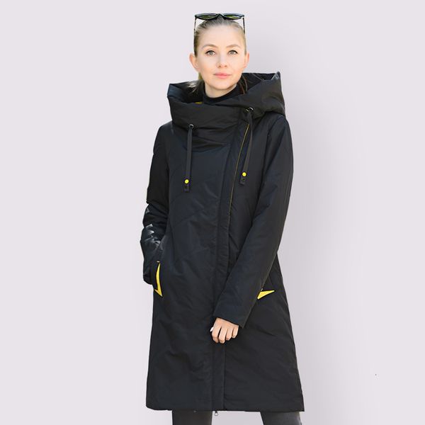 

designer new spring autumn womens parkas women thin cotton jacket long windproof stylish hooded coat plus size outwear 200919, Black
