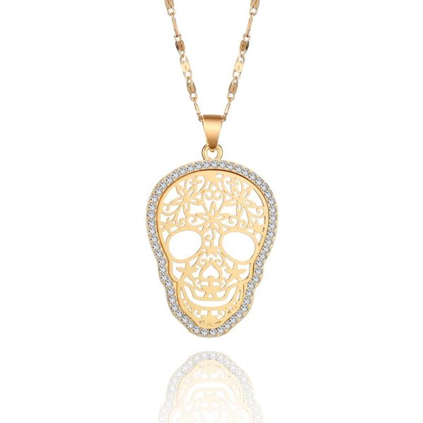 

chokers punk skull pendant necklace for women items fashion necklaces 2021 gift jewelry accessories, Golden;silver