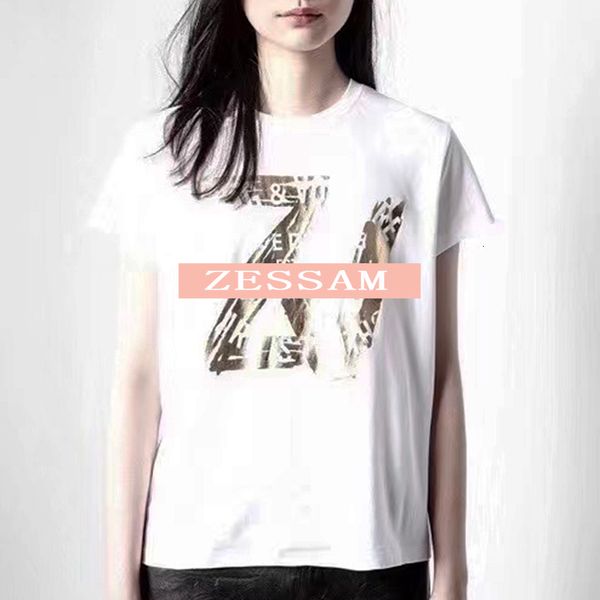 

tee women's rowling the neck short sumemr t white letter t-shirt impression cotton tees