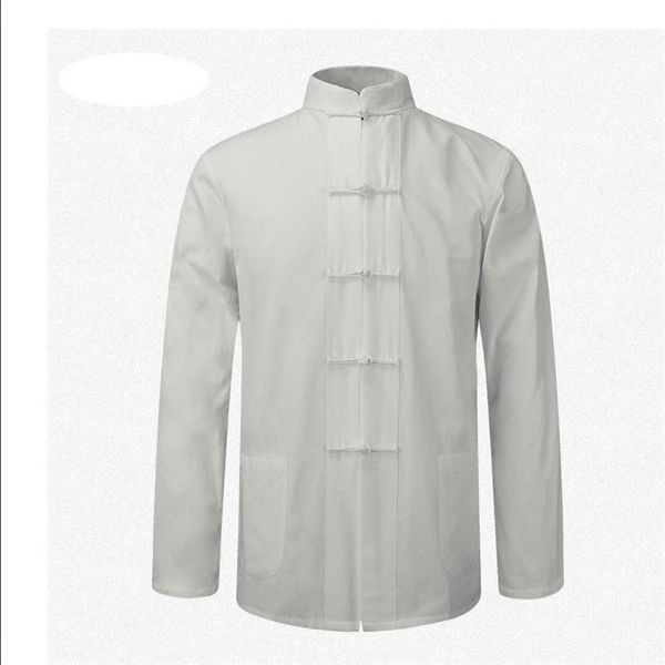 

men's casual shirts thin jacket for men white long sleeve cotton shirt traditional chinese clothes tang suit coat clothing tai chi u, White;black