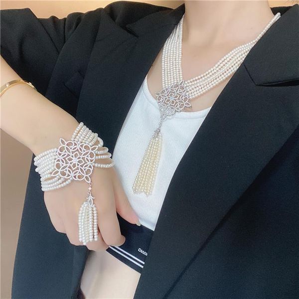

earrings & necklace jewelry freshwater culture white pearl cz clasp 10 rows bracelet 8" 7 20'' sets, Silver