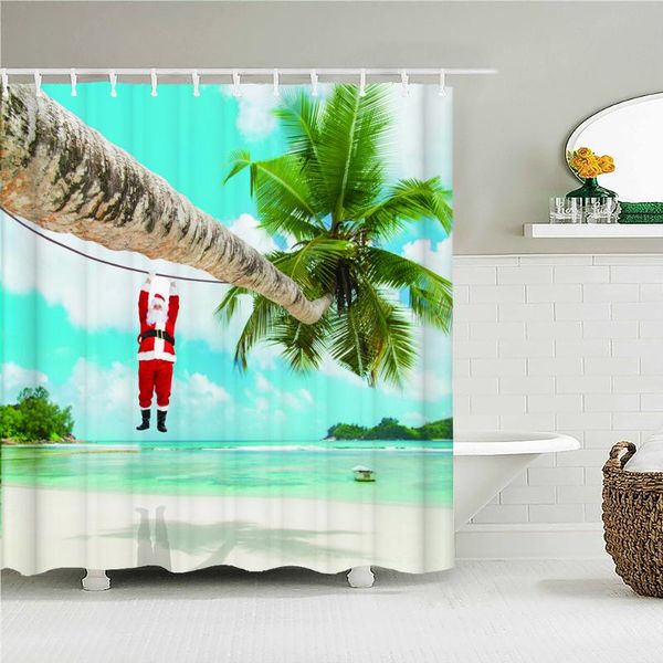 

shower curtains merry christmas bathroom curtain snowman santa claus happy year decorate frabic waterproof bath
