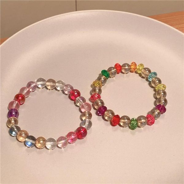 

beaded, strands colorful cat eye stone beads bracelet clear glass bangles with lucky power charms crystal natural gift for female, Black