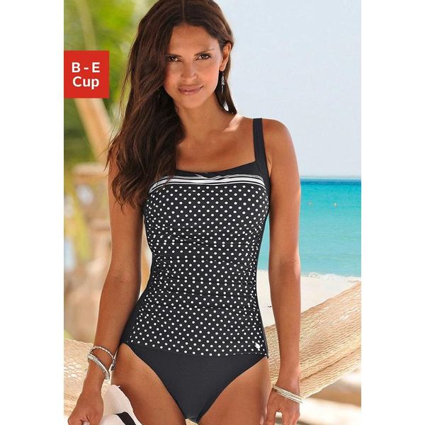 

one-piece suits dotted swimsuit women one piece swimwear vintage bathing suit european classic summer beach wear patchwork mujer bodysuits 2